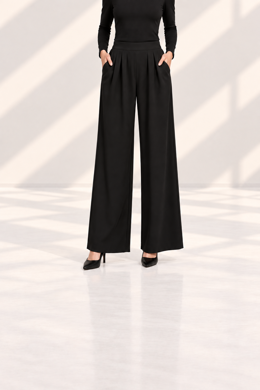 WIDE-LEG SOFT STRETCH PANTS